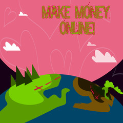 Conceptual hand writing showing Make Money Online. Concept meaning Business Ecommerce Ebusiness Innovation Web Technology