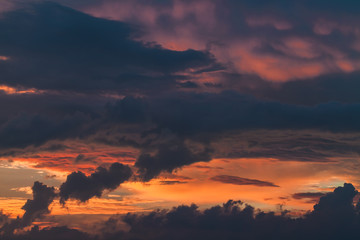 Cloudy tropical sky at sunset