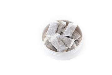 A box of Swedish snus on white background, Isolated.