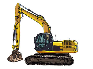 construction equipment in yellow Special machines for the building work Forklifts cranes excavators tractors bulldozers trucks cars concrete mixer trailer Vector i