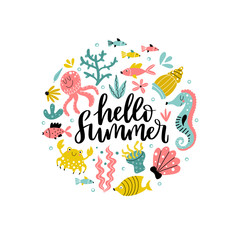 Underwater world card with text