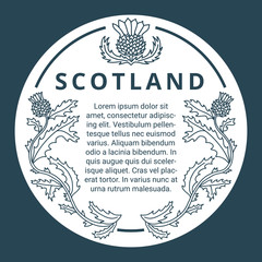 Scottish frame with thistle flower decor. Round shape