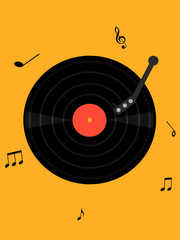 Music plate on yellow background