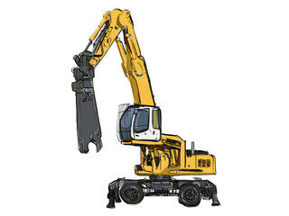 construction equipment in yellow Special machines for the building work Forklifts cranes excavators tractors bulldozers trucks cars concrete mixer trailer Vector i