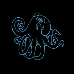 Gradient illustration of an octopus. Tattoo idea