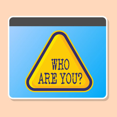 Obraz premium Word writing text Who Are Youquestion. Business photo showcasing Introduce or Identify Yourself Tell your Personal Story