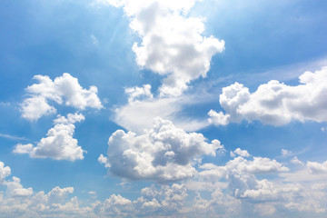 Naklejka na ściany i meble Beautiful blue sky with cloudy background and texture.
