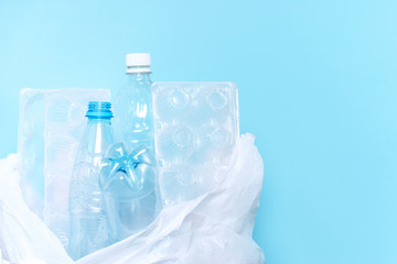 polyethylene plastic  on blue background