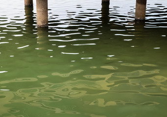 Sea water surface with column