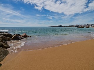 Fototapeta na wymiar Paradise beach in Albufeira city in Portugal with wonderful nature, dunes and beach
