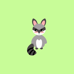 Raccoon, cartoon, illustration, animal color icon