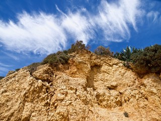 Paradise beach in Albufeira city in Portugal with wonderful nature, dunes and beach