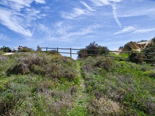 Paradise beach in Albufeira city in Portugal with wonderful nature, dunes and beach