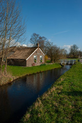 Tiny house. National Park Weerribben Overijssel Netherlands. Moor and peatfields