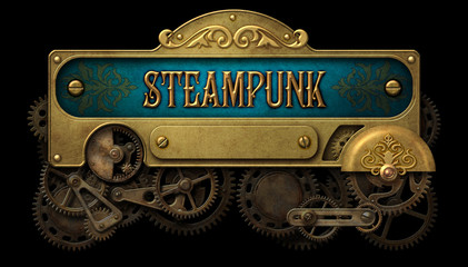 Steampunk frame with intricate old mechanism