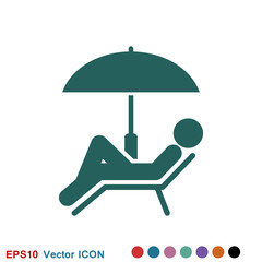 Beach icon vector of vacation and tourism, summer symbol