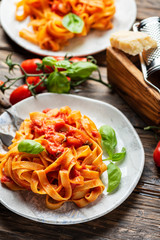 pasta fettuccine with tomato and basil