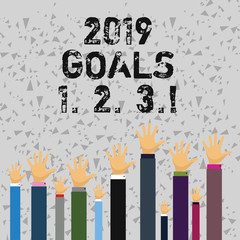 Obraz premium Word writing text 2019 Goals 1 2 3. Business photo showcasing Resolution Organize Beginnings Future Plans