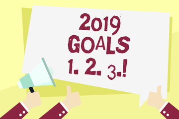 Word writing text 2019 Goals 1 2 3. Business photo showcasing Resolution Organize Beginnings Future Plans