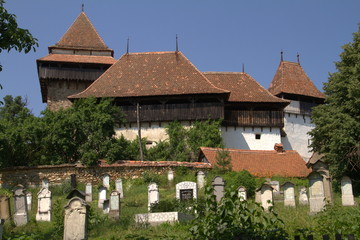 Fototapeta na wymiar Cemetery in front of Romanian castle