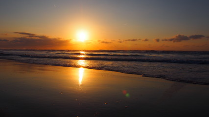 Japanese coast Sunset Sandy beach