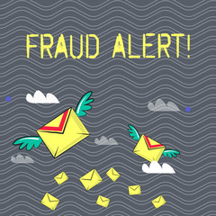 Text sign showing Fraud Alert. Business photo text Security Message Fraudulent activity suspected