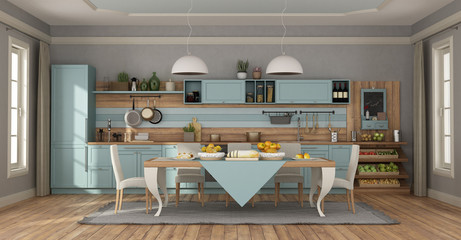 Clear blue classic kitchen