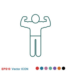 Bodybuilder icon, muscle sign. Vector illustration for web design