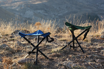 portable camping chairs in nature