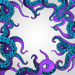 Futuristic background with colorful tentacles of an octopus frame