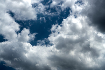 Dark storm clouds against blue sky. Sky before the storm