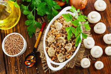 Buckwheat porridge with mushrooms