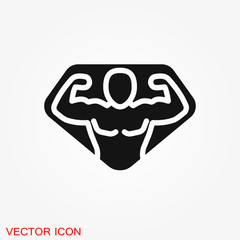 Bodybuilder icon, muscle sign. Vector illustration for web design