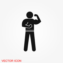 Bodybuilder icon, muscle sign. Vector illustration for web design