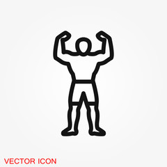 Bodybuilder icon, muscle sign. Vector illustration for web design