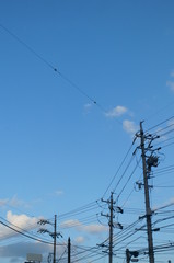 Japan Electrical wire Telegraph pole blue sky