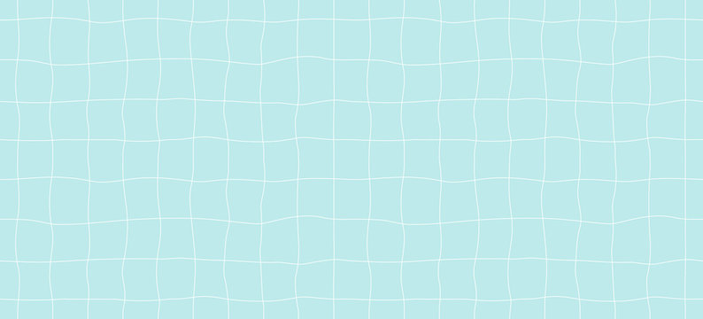 Hand drawn seamless vector pattern with swimming pool floor, white on blue background. Flat style design illustration. Concept for textile print, wallpaper, wrapping paper.