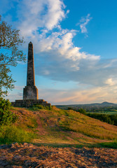 Lilleshall Monument otherwise known as the Sutherland Monument, with a view of The Wrekin in the distance.