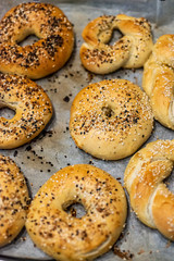 Fresh american bagel out of the oven