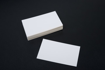 Business card, white clean on black background. Layout for design. is isolated