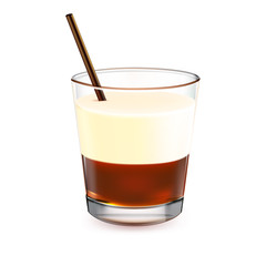 Cocktail White Russian with a straw, vector.