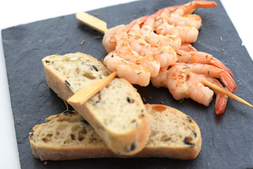 Pincho de langostino a la plancha