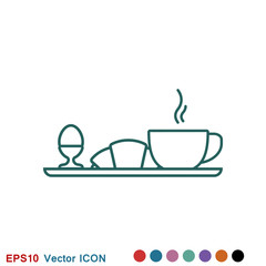 Breakfast icon. Vector symbol on a background
