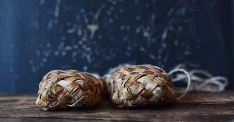 the ancient Russian shoes are made from tree bark sandals