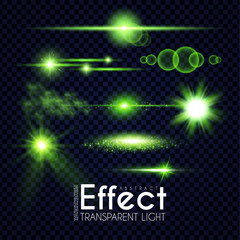 Realistic Lens Flare Elements Collection. Light Effect Transparent Design.