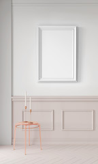 Modern 3d render mock up, great design for any purposes. Minimalistic background concept. Poster frame in interior.