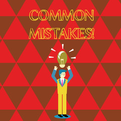 Conceptual hand writing showing Common Mistakes. Concept meaning lot of showing do same action in wrong way