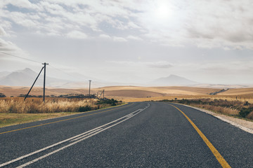 Curvy countryside road in South Africa in spring season