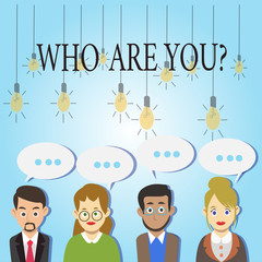Word writing text Who Are Youquestion. Business photo showcasing Introduce or Identify Yourself Tell your Personal Story