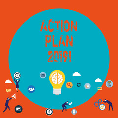 Word writing text Action Plan 2019. Business photo showcasing Challenge Ideas Goals for New Year Motivation to Start